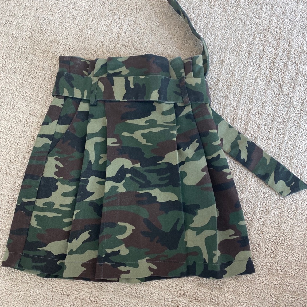 Camo ruffle tie skirt